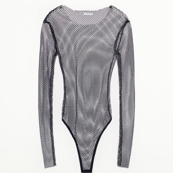 Zara Rhinestones Mesh Bodysuit - Picture 7 of 13